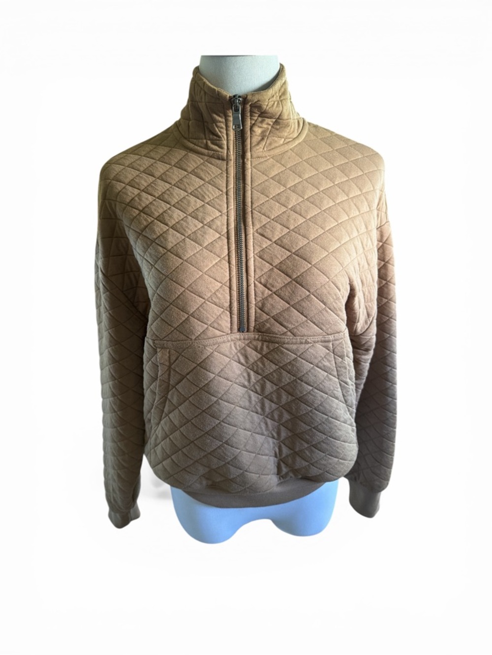 DSG Quilted Half-Zip Pullover in Camel